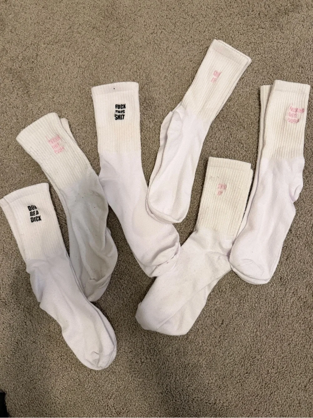 Novelty crew socks, 6 pairs used